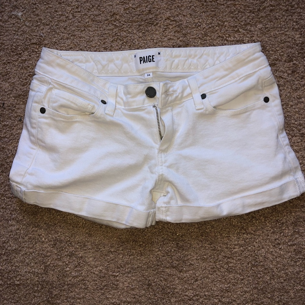 PAIGE White denim shorts